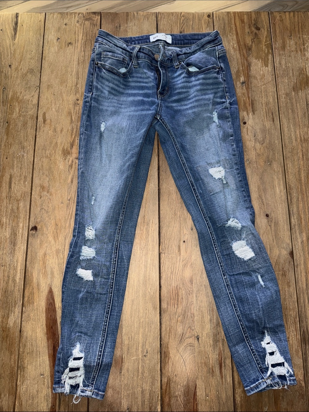 BKE Women’s Distressed Skinny Jeans - Blue Wash
